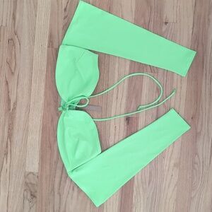 NWT SKIMS Recycled Swim Long Sleeve Bikini Top Neon Green Size 4X